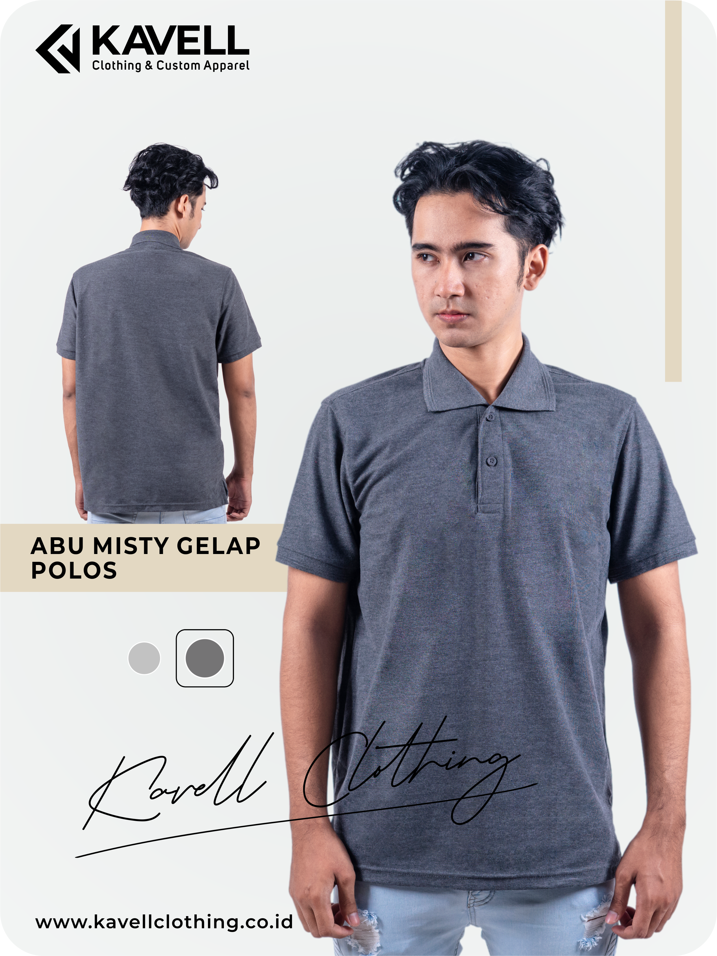 Jual Kaos Polo Jogja - Grosir Kaos Polo Polos Abu Misty Gelap - Kavell Clothing
