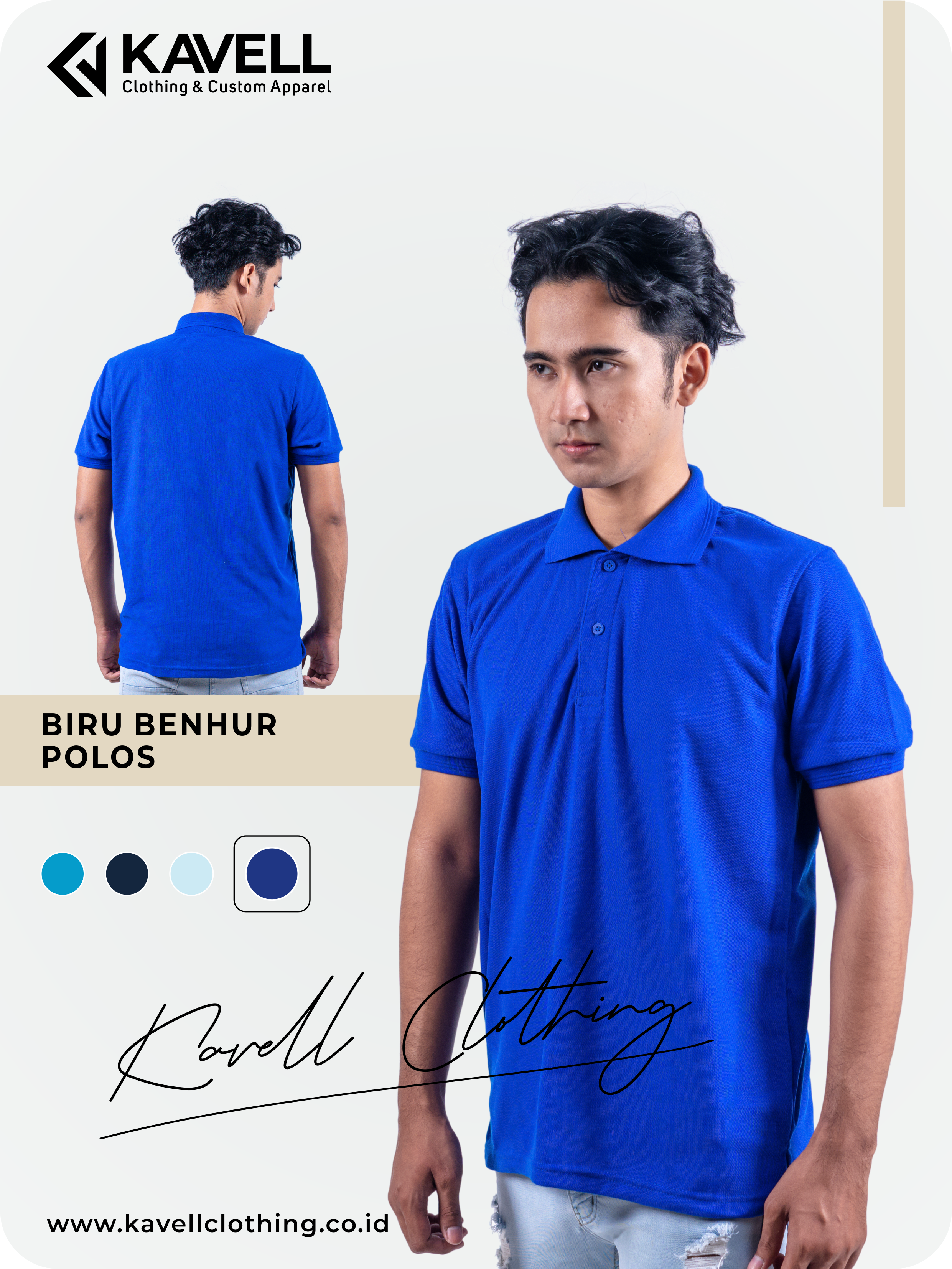 Jual Kaos Polo Jogja - Grosir Kaos Polo Polos Biru Benhur - Kavell Clothing