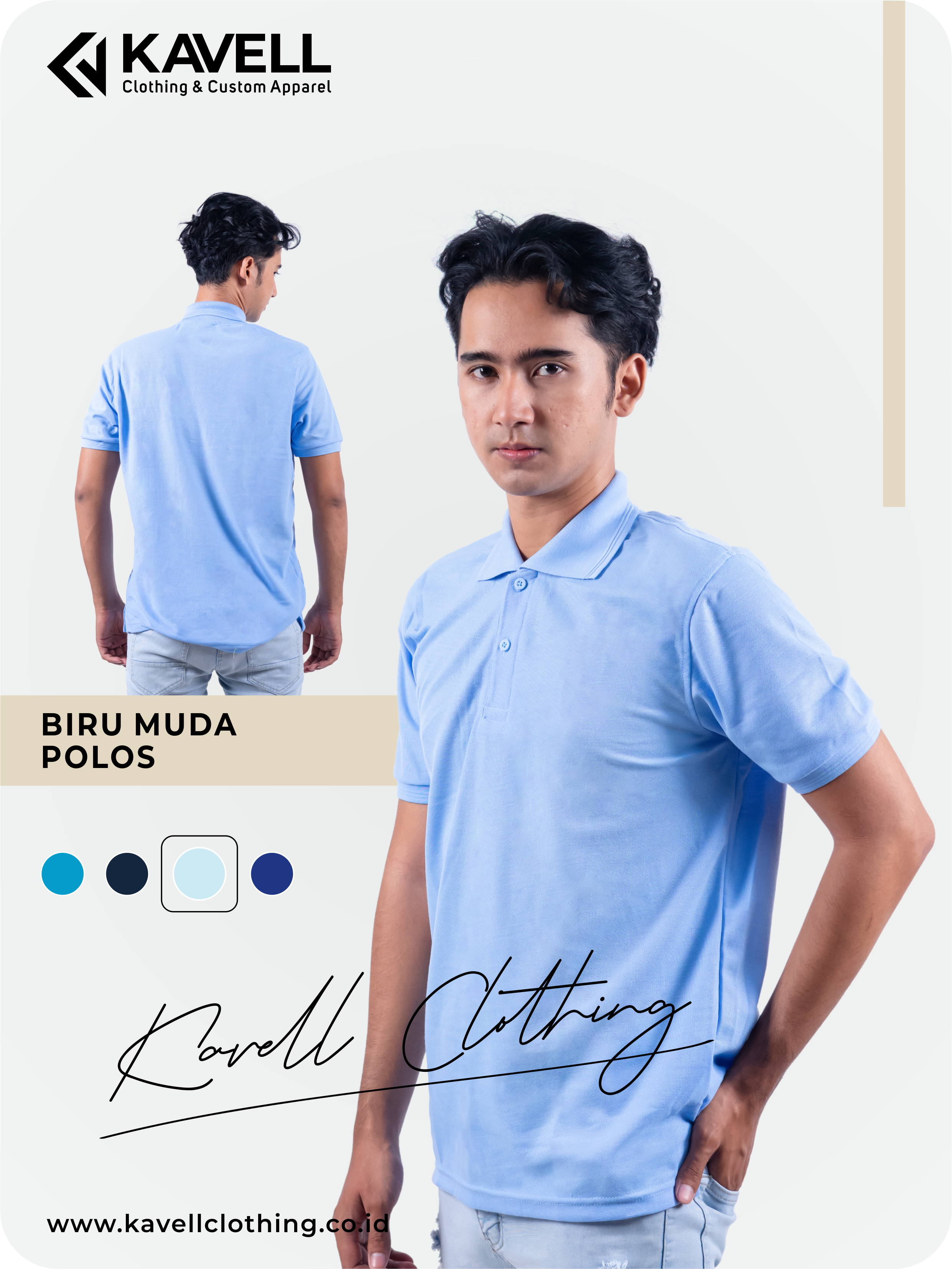 Jual Kaos Polo Jogja - Grosir Kaos Polo Polos Biru Muda - Kavell Clothing