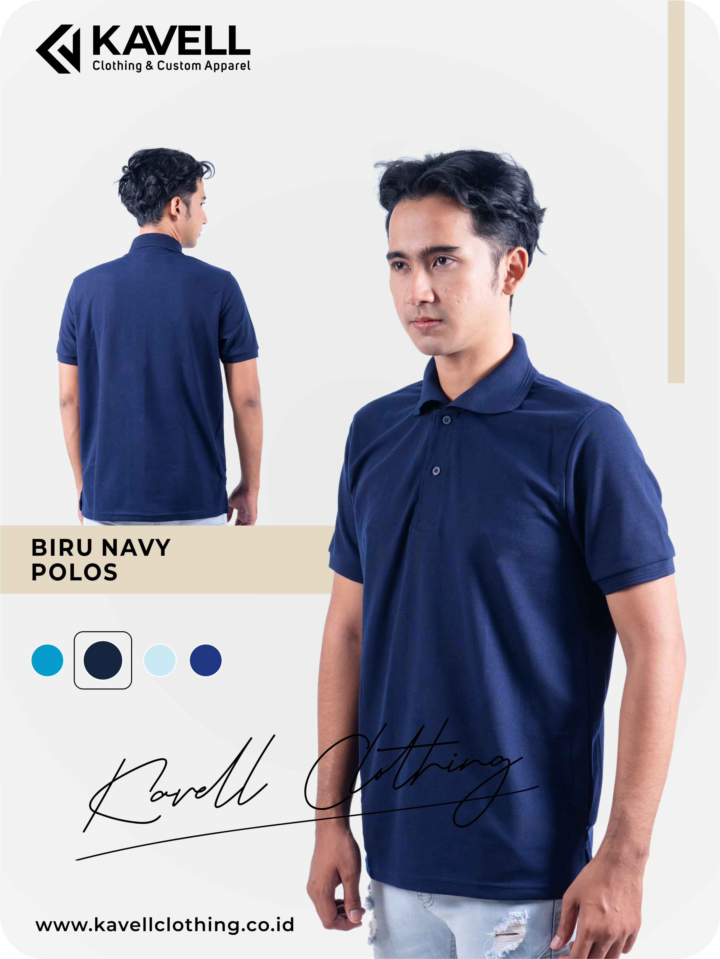 Jual Kaos Polo Jogja - Grosir Kaos Polo Polos Biru Navy - Kavell Clothing