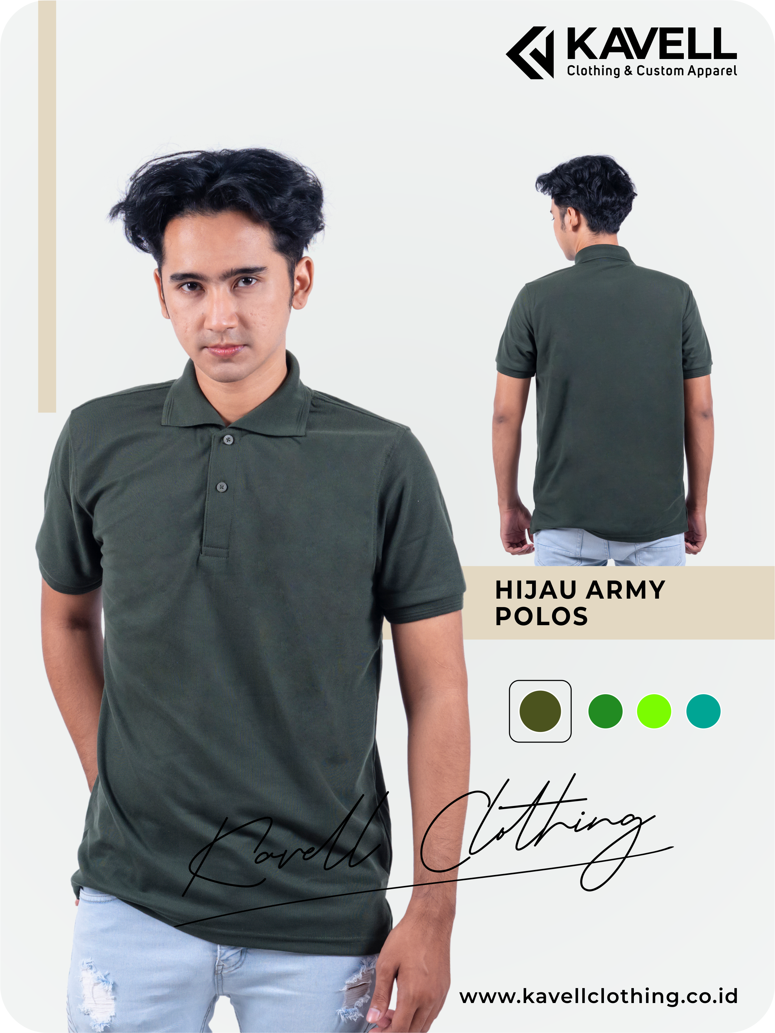 Jual Kaos Polo Jogja - Grosir Kaos Polo Polos Hijau Army - Kavell Clothing