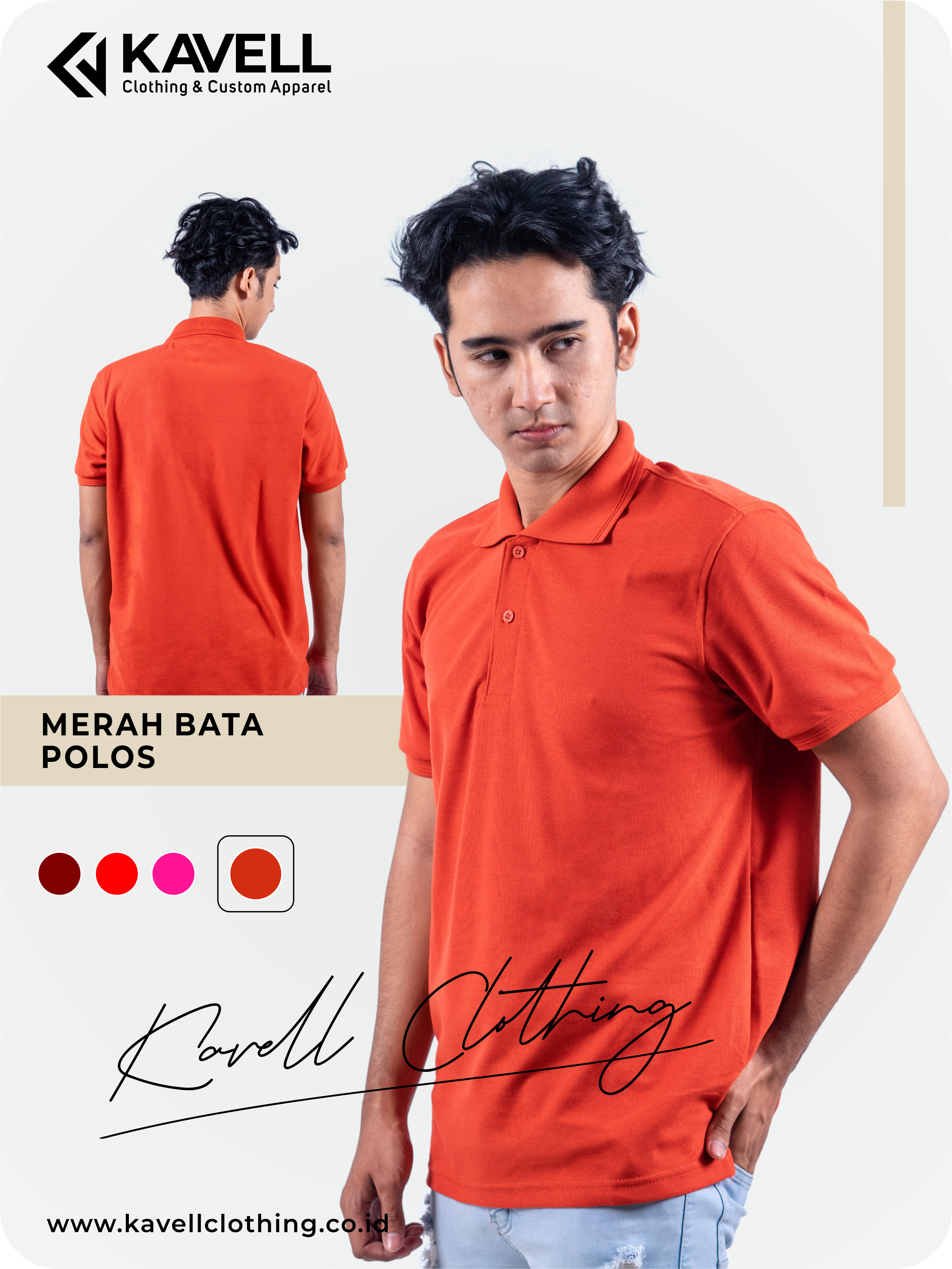 Jual Kaos Polo Jogja - Grosir Kaos Polo Polos Merah Bata - Kavell Clothing